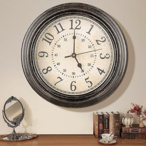 Horloge murale vintage pour chambre, horloge murale silencieuse, horloge murale sans tic-tac, grande horloge murale facile à lire, horloge murale pour cuisine (1/5)