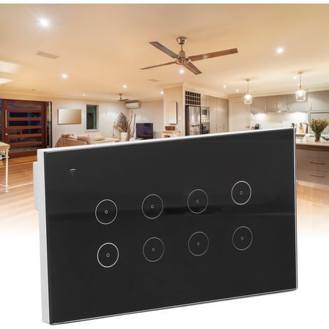 Interrupteur dédié aux hôtels et appartements (95-250 V CA) : Tuya Smart 147, grand panneau, 8 canaux, télécommande Wi-Fi, interrupteur tactile (1/5)
