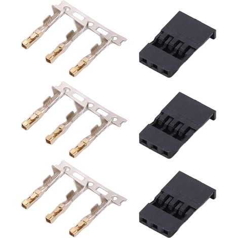 Lot de 100 connecteurs embase mâle femelle 3 broches avec contacts à sertir pour JR modèle RC avion électronique ABS laiton doré (1/5)