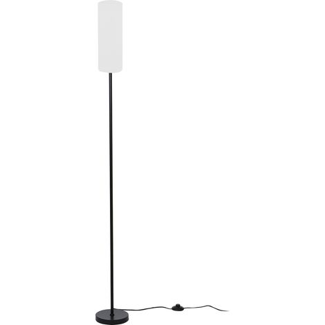 SJLERST Petit lampadaire cylindrique, interrupteur à pied, ampoule E27 à trois températures de couleur, abat-jour blanc (1/5)