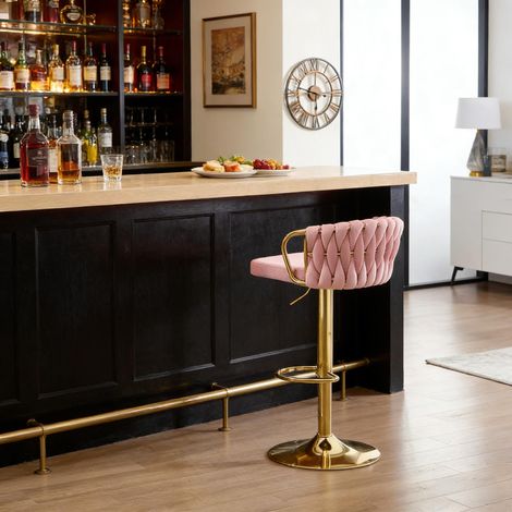 Tabouret de Bar Élégant, Tabouret avec Coussin Moelleux, Siège Confortable, Chaise de Cuisine, Chaise Café (Uniquement un Tabouret Inclus) (1/5)