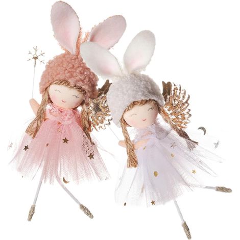 2pièces Pendentifs Anges Décorations de Noël Suspendre Sapin de Noël pour Décorations Intérieures et Extérieures (1/5)