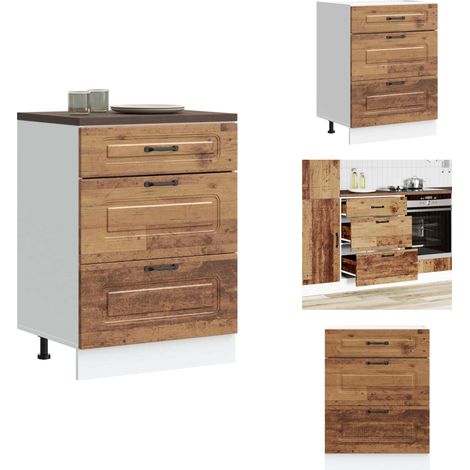Armoire de cuisine Kalmar vieux bois bois d'ingénierie - Armoire De Cuisine - Armoires De Cuisine - Meuble D'évier - Meuble D'évier De Cuisine (1/5)