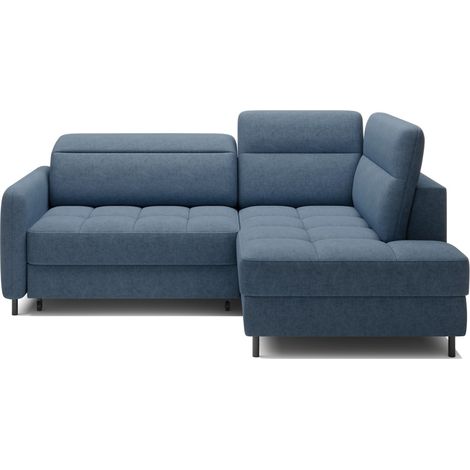 Divano ad angolo destro convertibile BARNEA 208 cm blu navy mélange con contenitore (1/5)