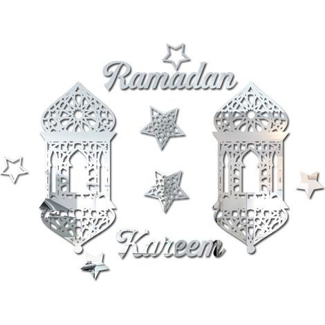 Autocollants Muraux Miroir Acrylique pour Décoration Ramadan Fête Eid Mubarak Adhésifs (1/5)