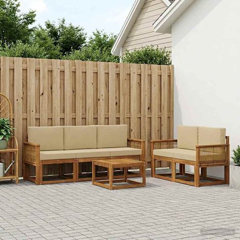 vidaXL Outdoor-Sofagarnitur 6 pcs Natur und Beige Polyester (1/5)