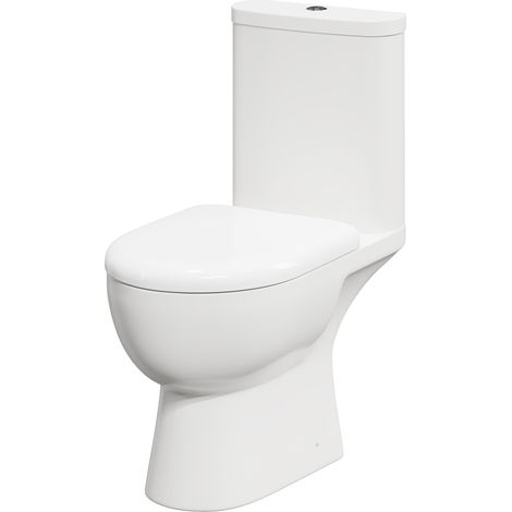 Monza Open Back Close Coupled Toilet with Soft Close Toilet Seat (1/5)