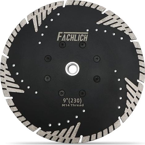 Diamond Disc 230 mm M14 Turbo Blade with Oblique Protective Teeth for Concrete Brick Tile Granite Marble Masonry (1/5)