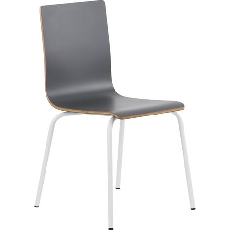 Silla de madera contrachapada gris con estructura blanca. Modelo Werdi B. (1/5)