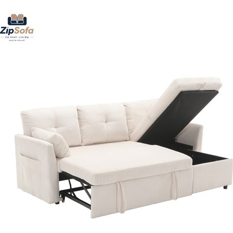 Canapé-lit multifonctionnel avec rangement, lit tirant, chaise-longue interchangeable, canapé sectionnel à sièges de rangement, canapé L modulaire, coin modulaire pour salons (1/4)