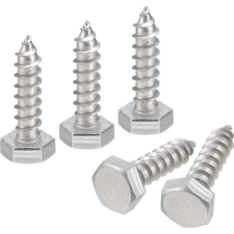 Vis Hexagonaux à Tête Hexagonale, 30Pcs 1/4" x 1" 304 Acier Inoxydable Partiellement Filetés Vis à Bois (1/5)
