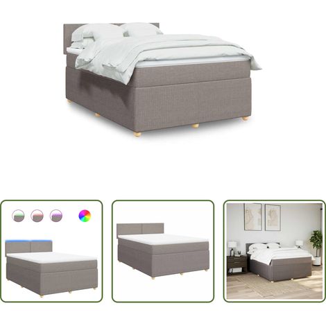 Matelas à ressorts ensachés - Sommier à lattes de lit avec matelas Taupe 140x190 cm Tissu (1/5)