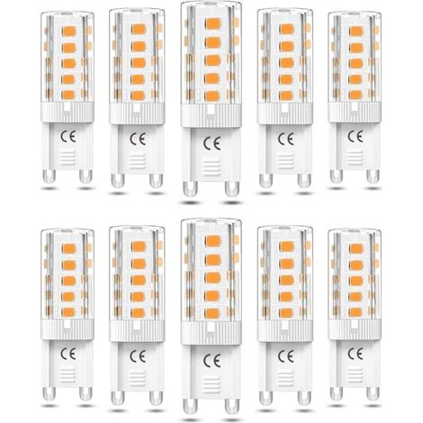 10 ampoules LED G9, dimmables, 3 W blanc chaud 3000 K, équivalent à une ampoule halogène de 50 W, AC110/220 V, classe énergétique F, éclairage haute intensité [GKS] (1/4)