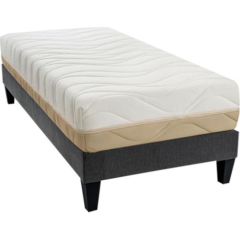 BELLECOUR LITERIE Ensemble LEMAN 90x190 cm Matelas Mousse hypersoft + Sommier Bois (1/5)