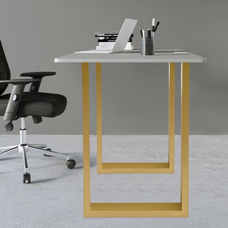 2 Stück Metall Tischbeine 45771cm Tischkufen Möbelfüße Tischgestell Gold, mit 4 Gummipuffer, für Esstisch Schreibtisch Sitzbank DIY Esstisch Couchtisch