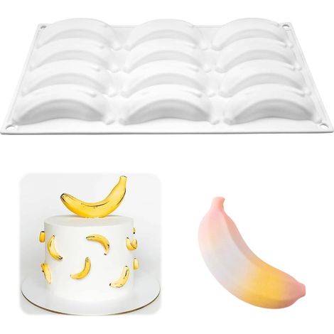 3D Moule Silicone Patisserie Banane, Moule Trompe L'oeil Fruit Sans BPA (1/5)
