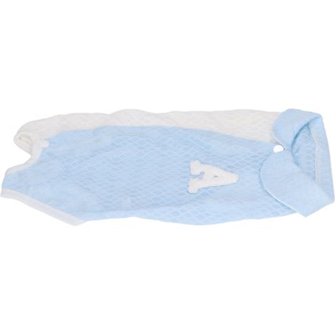 Sommer-T-Shirt für Welpen, dünn, atmungsaktiv, mit verstellbarem Verschluss, Bauchschutz, blau, Größe M. (1/5)