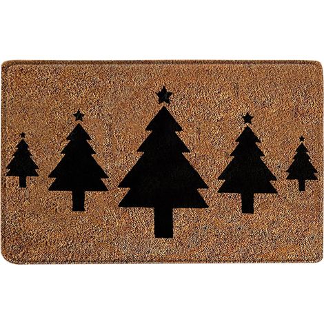 Tapis De Seuil De Porte - Tapis De Noël En Coco Naturel Non Glissant - Pour Entrée Extérieure Intérieure - 40 x 60 cm (1/2)
