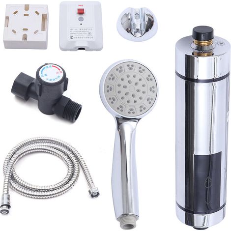 220V 5500W Warmwasserbereiter Sofortige Elektro Kleindurchlauferhitzer Bad Warmwasser Heizung Dusche Kit Silber (1/5)