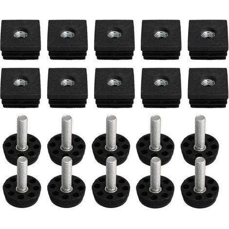 10 pièces de pieds de meubles réglables à filetage M8 et embouts carrés de 3 x 3 cm pour pieds de table (1/3)