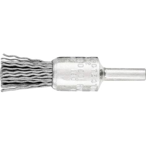 Brosse à pinceau sans torsion en PBU Ø 15 mm – Diamètre de la tige : 6 mm – Filament SiC Ø 0,90 – pour ponceuse droite, perceuse, arbre de flexion