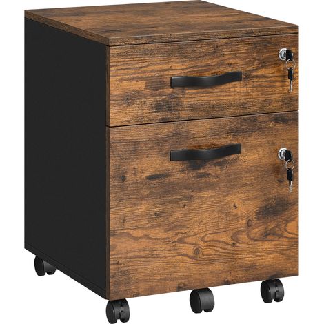 Caisson Bureau, Petit Meuble de Rangement Mobile, 2 Tiroirs (1/5)