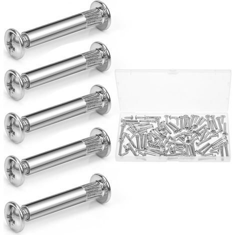 100 Pièces Vis d'assemblage,M4 x 31-40 mm,Vis Poignée de Porte,Vis Relieuse,Vis Assemblage Meuble,Pour Poignées de Porte, Meubles, Panneaux en Bois, Armoires (1/2)