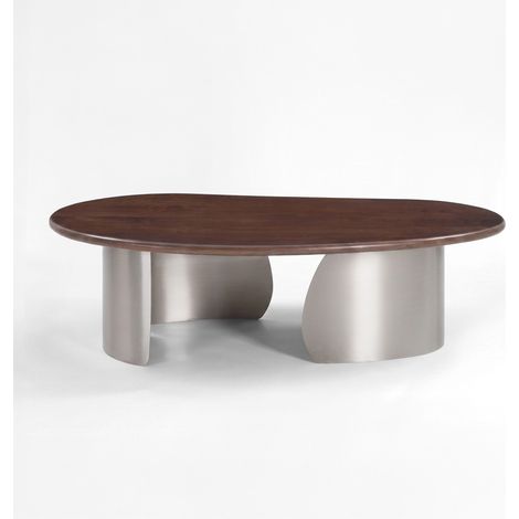Mesa de centro Selma de madera de mango marrón oscuro y metal cepillado de 120 cm (1/4)