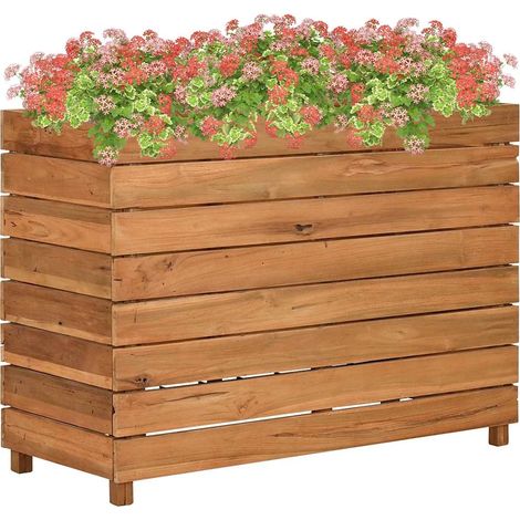 Hochbeet 100x40x72 cm Teak Altholz und Stahl