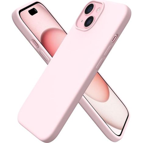 Coque pour iPhone 15, en silicone liquide, ultra-fine et résistante aux chocs, rose, pour iPhone 15 (6,1 pouces). Protection intégrale. (1/5)