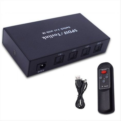 SéLecteur Optique avec RéPartiteur Audio NuméRique Optique Spdif Toslink 2 Voies 3 en 1 avec Commutateur de TéLéCommande IR (1/4)