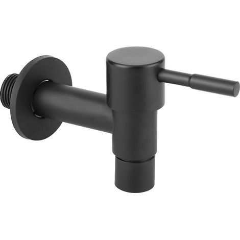 Schwarzer Edelstahl-Schnell-Einzel-Kaltwasserhahn für Badezimmer, Poolwasser, Außengewinde G1/2 Zoll (1/5)