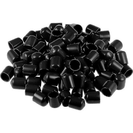 Rubber End Caps - 100pcs, 14mm ID, Vinyl Round Tube Bolt Cap Cover, Screw Thread Protector (1/2)