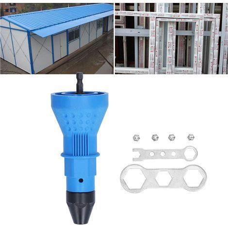 Adaptador para taladro remachador, herramienta eléctrica ergonómica para la inserción de tuercas con llaves hexagonales y boquillas. (1/5)