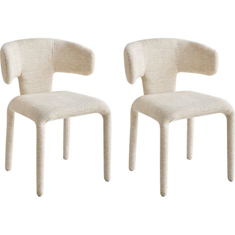 Wokaka Lot de 2 chaises de salle à manger ergonomiques - Accoudoirs confortables – Démontables  - beige