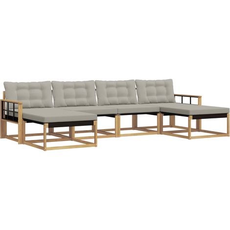 Set di divani da esterno 6 pz 6-Posti Bianco e Grigio Chiaro vidaXL (1/5)