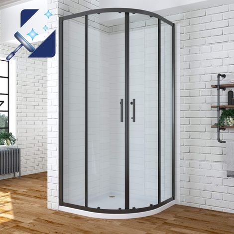 AQUABATOS® Duschkabine 90x90 cm Viertelkreis Schwarz Rahmen Runddusche Duschwand Glas halbrund Dusche mit Schiebetüren aus 6mm ESG Sicherheitsglas mit Nano Beschichtung Radius 55 cm höhe 195 cm ohne D (1/5)