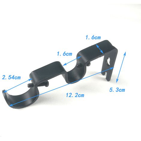 Accessoires modernes et minimalistes pour tringles à rideaux romaines, cadre de support de base pour double tringle, 3 jeux de supports de tringle doubles noirs. (1/5)