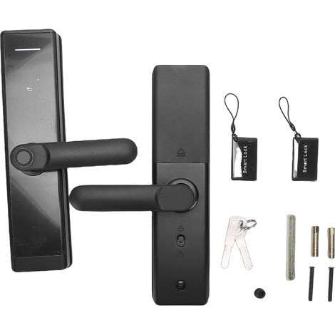 Serrure connectée Tuya biométrique aluminium porte bois 4-8cm ouverture empreinte carte code WiFi (1/5)