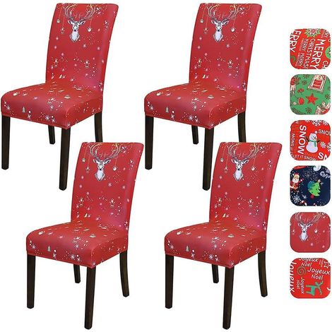 housse De Chaise Universelle 4 Pices (wapiti) Avec Motif Bonhomme De Neige De Nol, Facile  Nettoyer Et Durable, Convient Aux Htels, Ftes, Maisons, (1/5)
