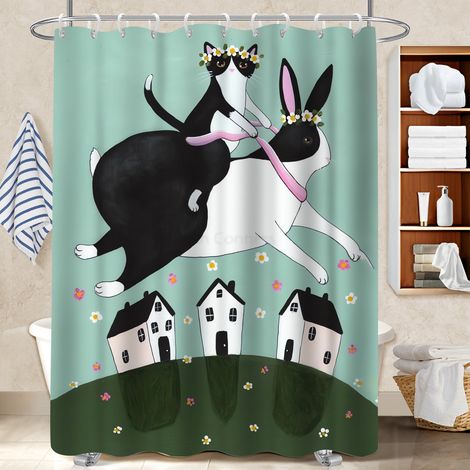 Rideau de douche 180x180 souple et fluide rideau séchage rapide pour jeune couple emménageant (1/5)