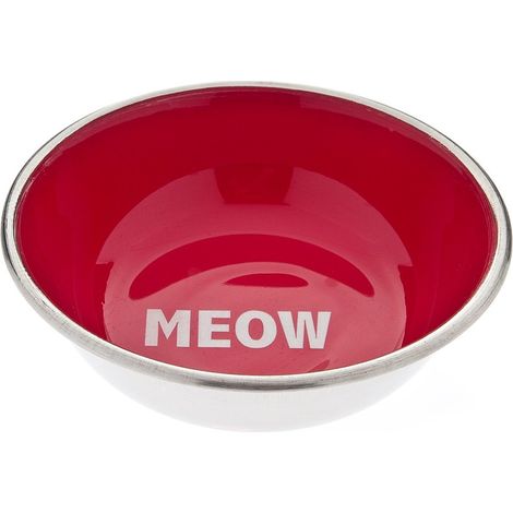 Ciotola in acciaio inox laccata internamente modello Meow per gatti - Rosso (1/3)