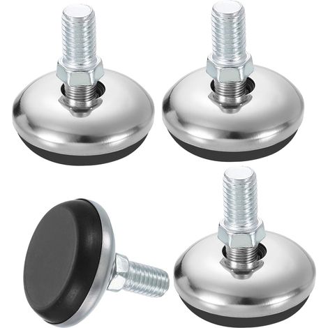Lot de 4 pieds de meubles à filetage M8, 32 x 20 mm, réglables à visser pour pieds de chaise, tabouret, noir (1/5)
