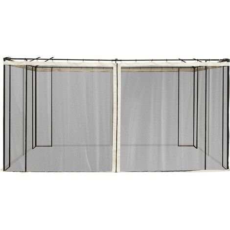 Moustiquaire Latérale de Remplacement pour Gazebo 352x207cm, 4 Panneaux, Universelle, Anti-insectes, Gris – pour Terrasse, Jardin, Camping (1/5)