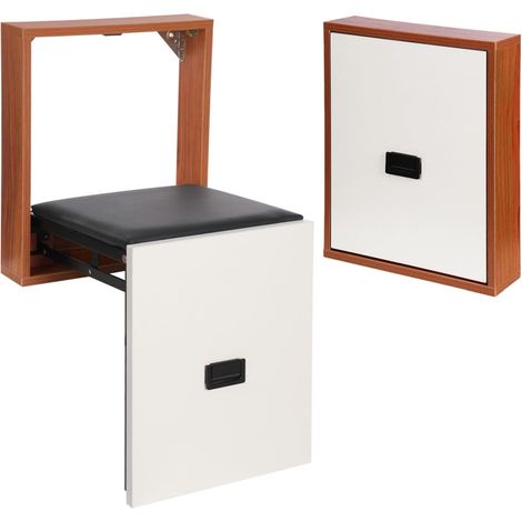 Chaise Pliante Murale Siège Pliable,Banc de Chaussures Mural Pliable Chaise de Douche de Salle de Bain Supporter Le Poids 150kg - Rangement sans Encombre,pour Salon,Couloir (Bois) (1/5)