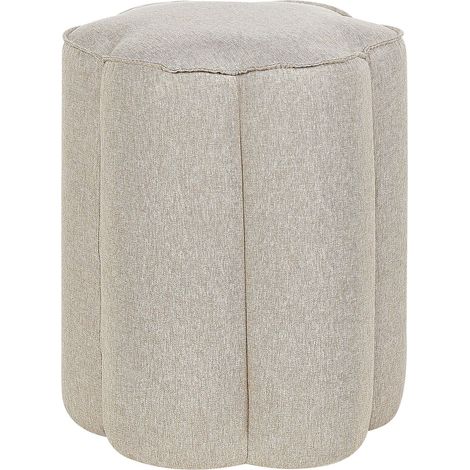 Pouf poggiapiedi moderno rotondo in tessuto di lino per la camera da letto e il soggiorno Beige Tappen