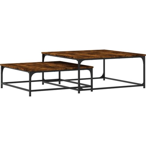 Maison Exclusive - Tables basses gigognes 2 pcs chêne fumé bois d'ingénierie (1/5)