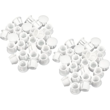 Bouchon à Trou en Plastique, 10mm Bouchons de Trou de Type Affleurant Rond Verrouillage Embout d'Insertion Capuchon Trou de Perçage pour Armoires Machines Meubles (50pcs, Blanc) (1/5)