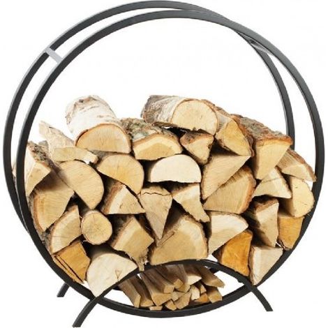 Rack à bûches rond NIRI en acier noir avec pieds Ø 80 cm (1/5)