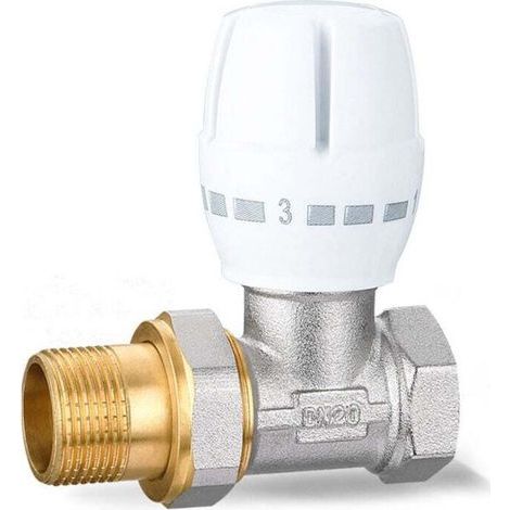 Robinet de Radiateur Thermostatique Droit 3/4，Vanne de régulation de température manuelle droite Dissipateur de chaleur Vanne de régulation de température manuelle（DN20）